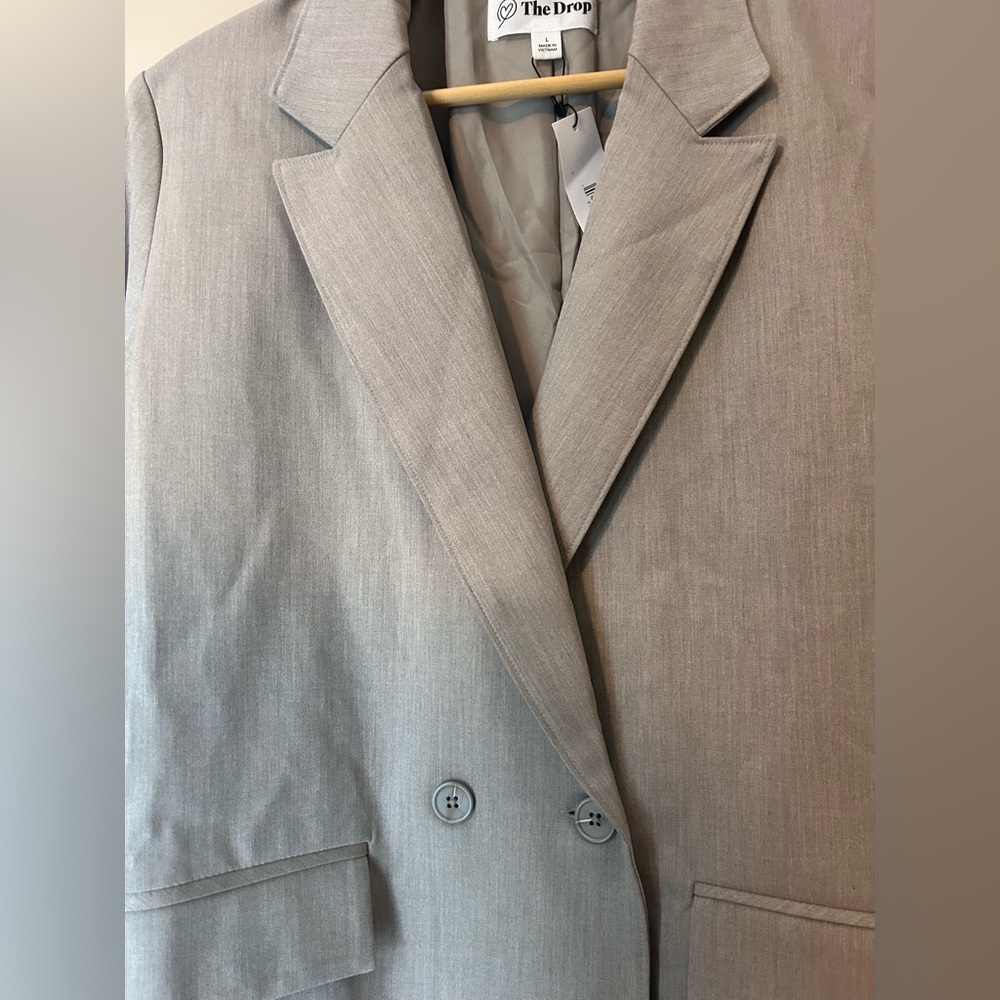 NWT The Drop Liza Relaxed Double Breasted Blazer, Heather Cream, Size M Office - Picture 7 of 10